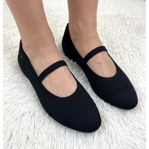 VIVAIA Black Knit Strap Flats Comfortable Stretch Ballet Shoes Size EU/39 US/8